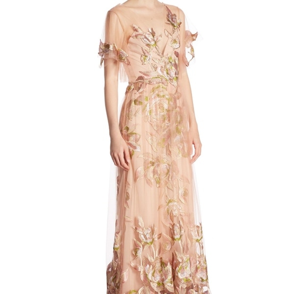 marchesa notte blush floral tulle gown