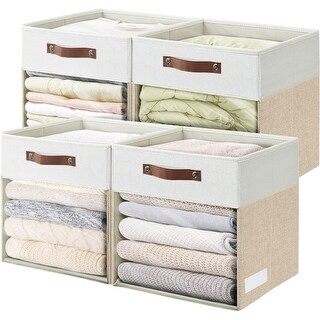 4 Pack Linen Foldable Storage Bins (13 x 13 inch) - Bed Bath & Beyond