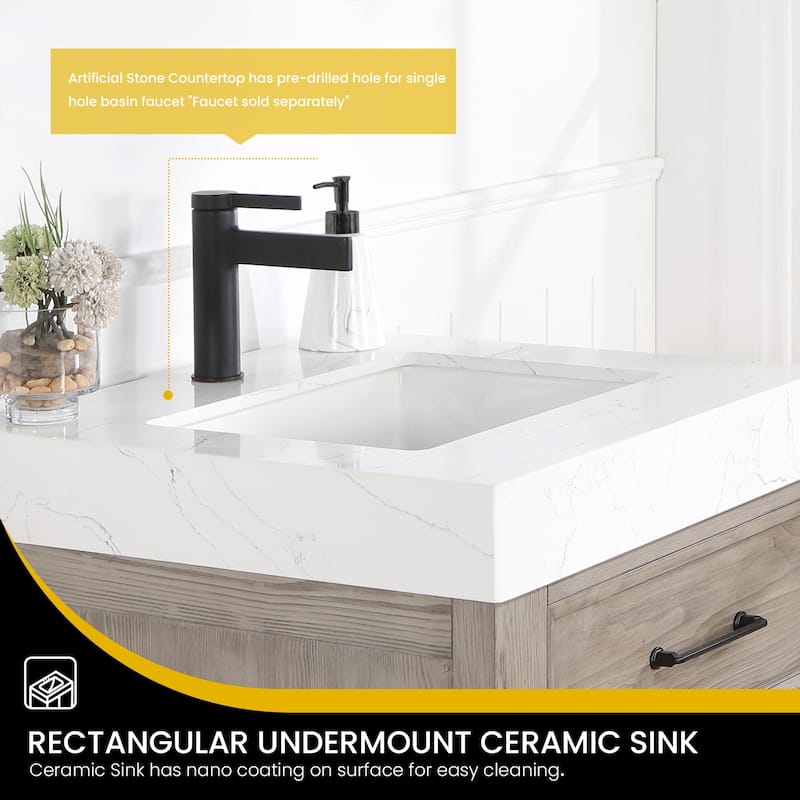 Leon 24 in. Single Bathroom Vanity with Composite Stone Top