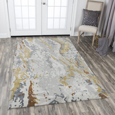 Alora Decor Lapis Brown, Grey, and Cream Hand-tufted Wool Blend Rug