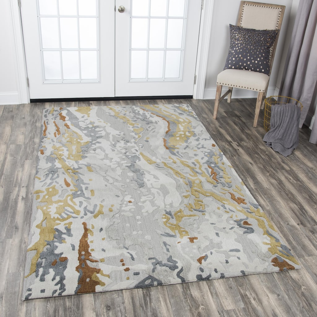 Alora Decor Lapis Brown, Grey, and Cream Hand-tufted Wool Blend Rug
