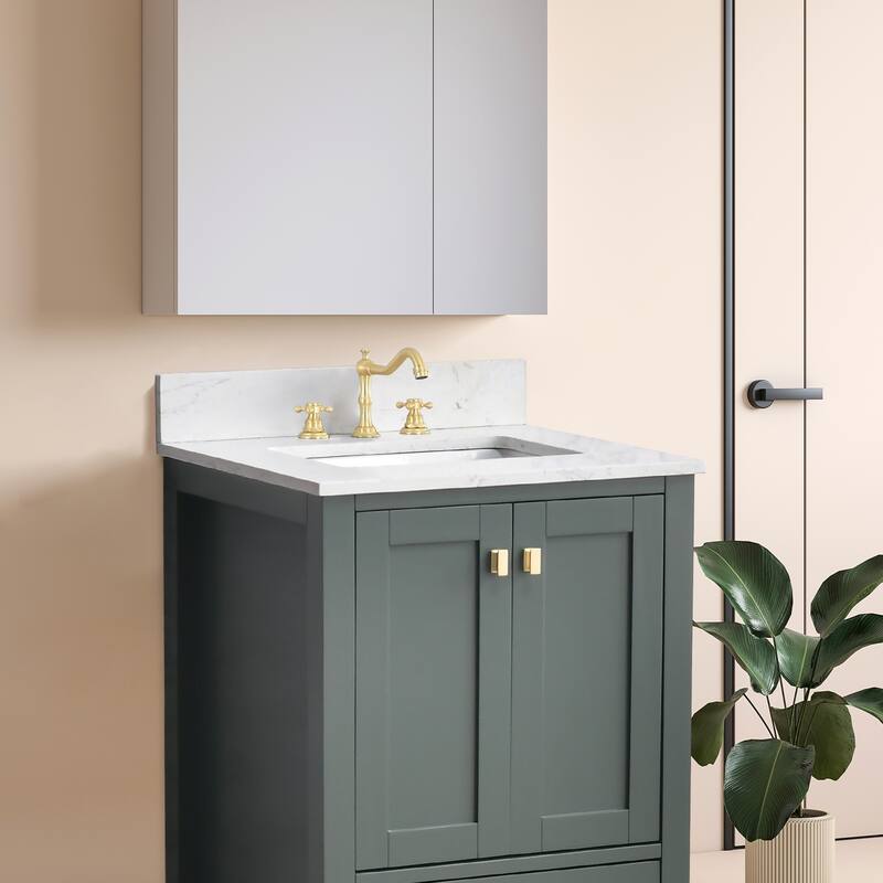 Prismora 24 in. Juniper Green Vanity with Countertop & Splash, Single Sink