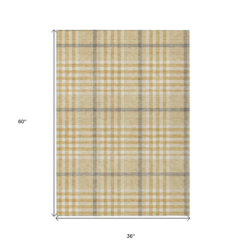 HomeRoots Plaid Transitional Rectangle Outdoor Rug