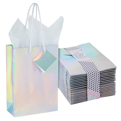 Blue Panda 20 Pack Small Gift Bags with Handles Tissue Paper for Birthday Party 8X5.5x2.5"