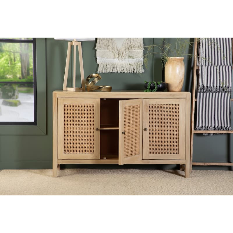 Tropez Natural Rectangular 3-Door Accent Cabinet