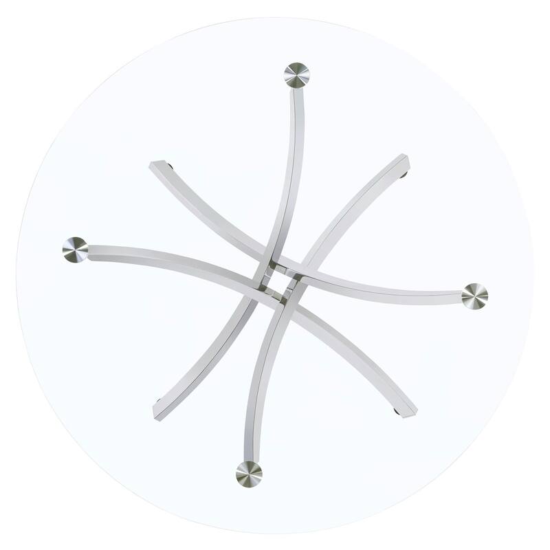 Round Glass Dining Table - Modern Chrome Base, Contemporary Design, Durable Table for Kitchen & Living Room - 46