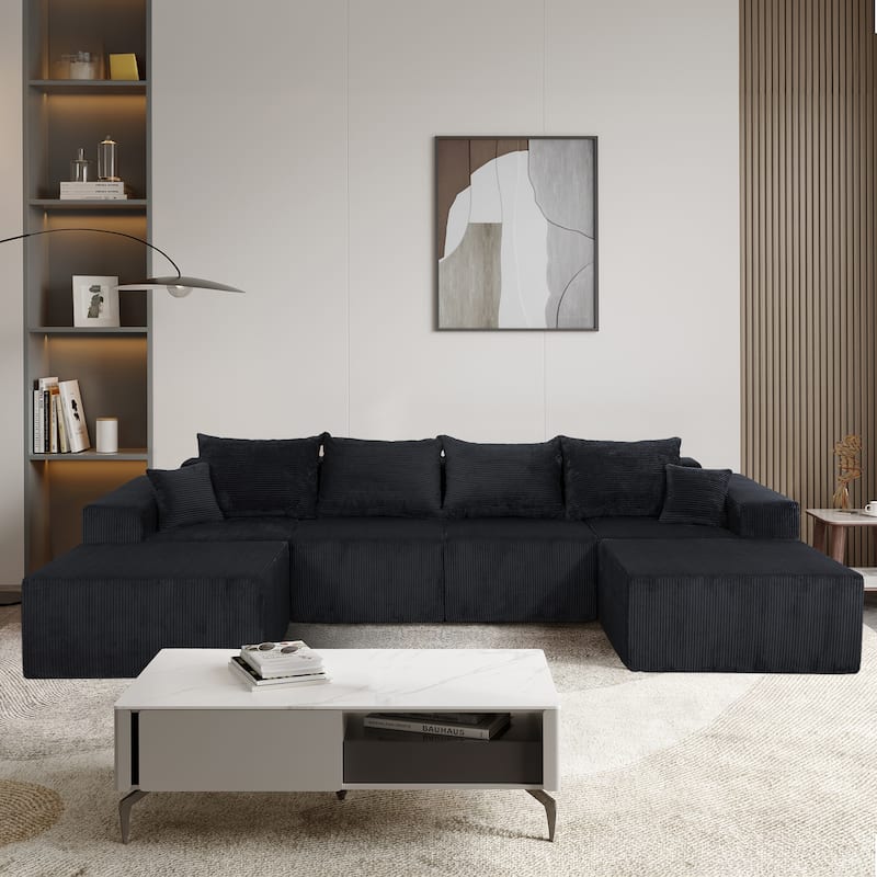 GDFStudio - 6-Piece Modular U-Shaped Sectional Sofa with Chaise Lounge