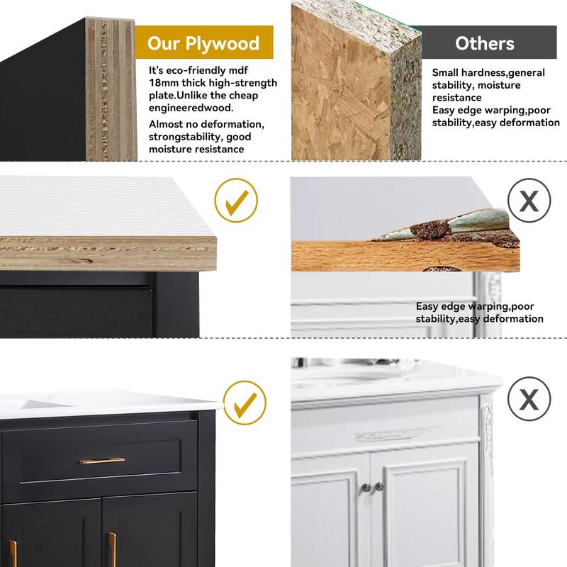 48 Inch Bathroom Vanity with Ceramic Sink Combo, MDF Freestanding Vanity Cabinet with 4 Soft Close Doors and 4 Drawers