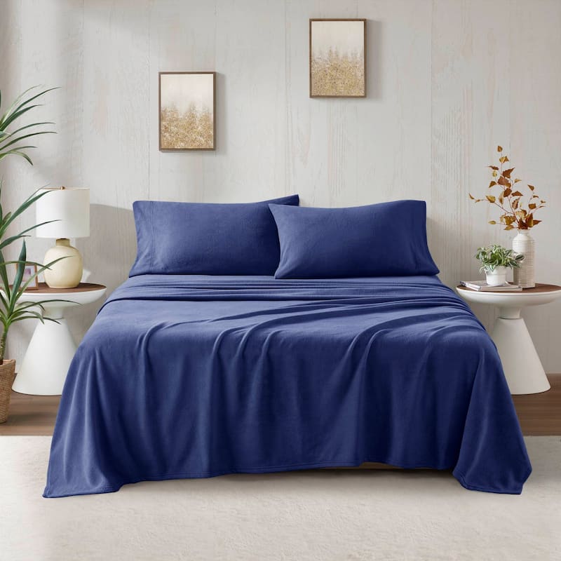Madison Park Micro Fleece Bed Sheet Set - Twin XL - Navy