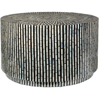 Sanya Round Mother of Pearl Tiled Coffee Table - 17"H x 30"W x 30"D