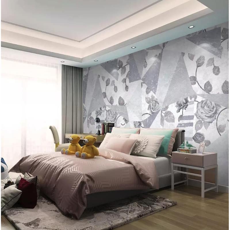 Floral Rose Geometric Nordic Flower Scandinavian Removable Wallpaper