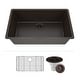 preview thumbnail 1 of 8, Lexicon Drop-In Quartz 32 Inch Single Bowl Kitchen Sink Kit - 32"x19" Galaxy Mocha