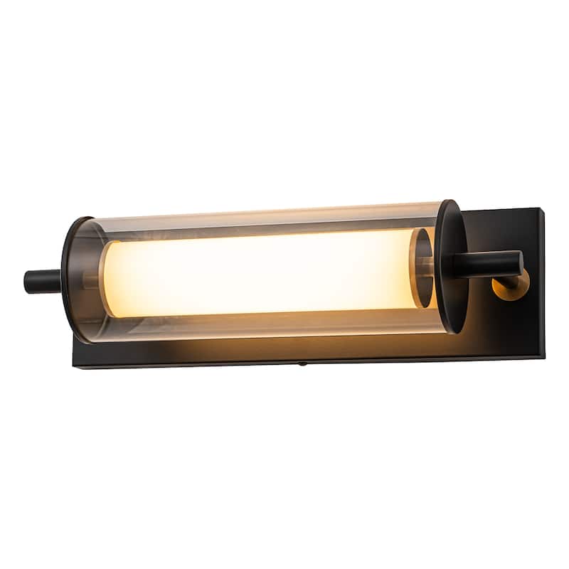 Double-Layer Cylindrical Clear Glass LED Wall Sconce Modern Industrial - Black