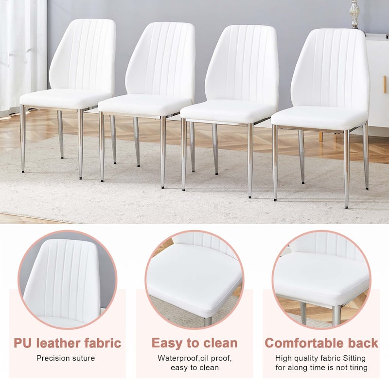 Set of 4 PU Comfort Dining Chairs
