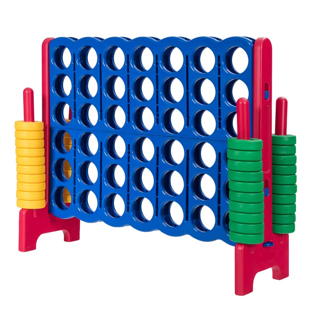 Gymax Jumbo 4-to-Score Game Set 4 in A Row Kids Adults w/ 42 Jumbo - See Details
