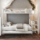 preview thumbnail 17 of 30, Versatile Design Twin over Full Metal Bunk Bed with Trundle and Lateral Storage Practical Step Ladder and Built-in Wardrobe White