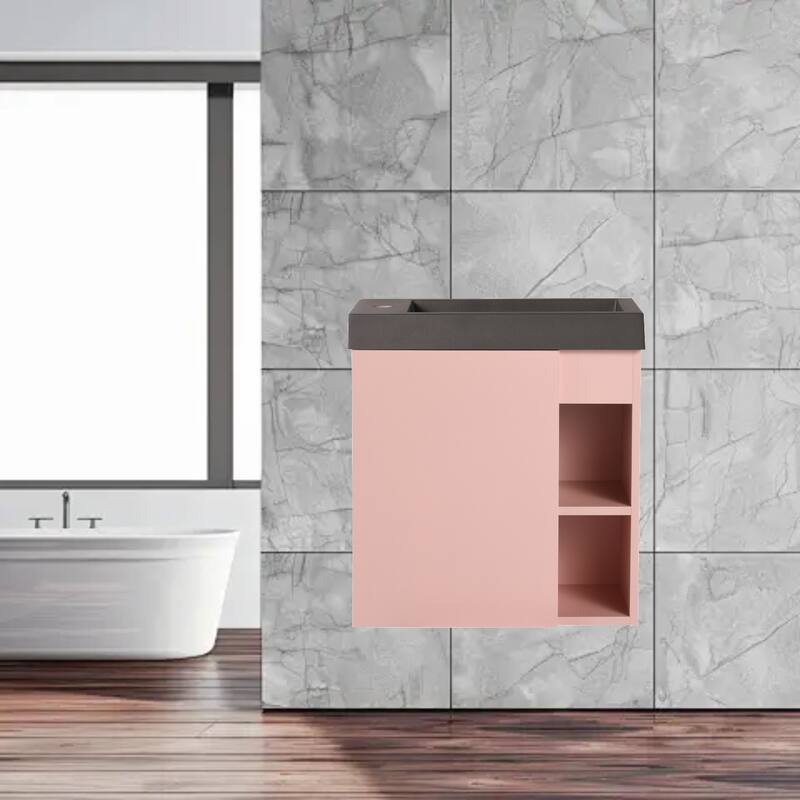 20'' Wall-Mounted Bathroom Vanity with Resin Sink & Soft-Close Door - Compact & Durable Design