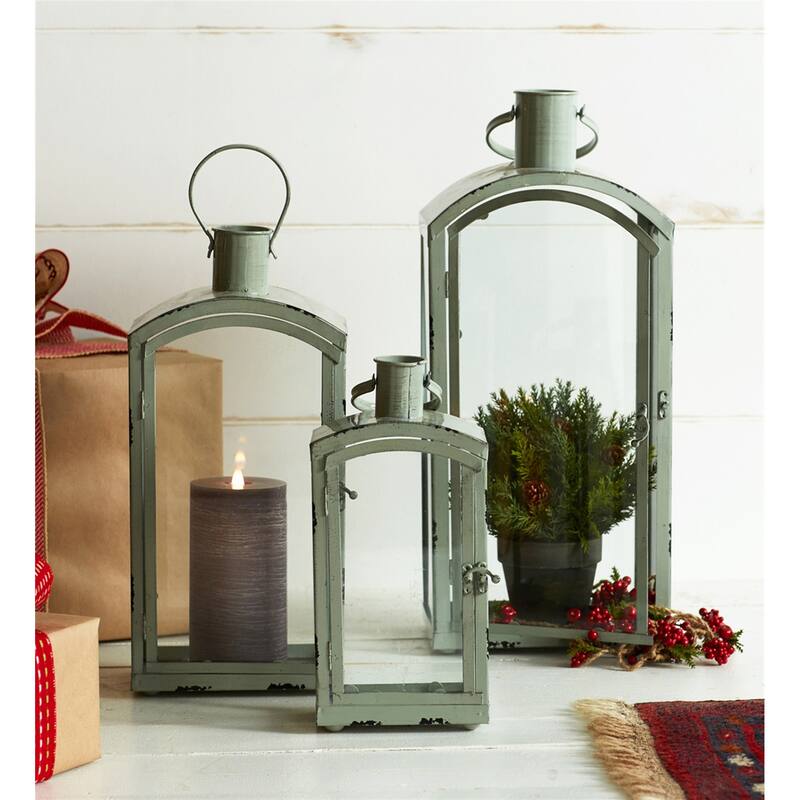 Metal Lantern (Set of 3) - 9 x 6.25 x 21; 7.5 x 5 x 16.5; 5.75 x 3.75 x 12.5