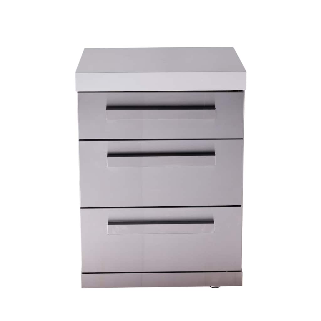 Mont Alpi MADRW-SS Extra Storage Soft-Closing 3-Drawer Slides Stainless Steel Right Cabinet Module for Deluxe & Original Series