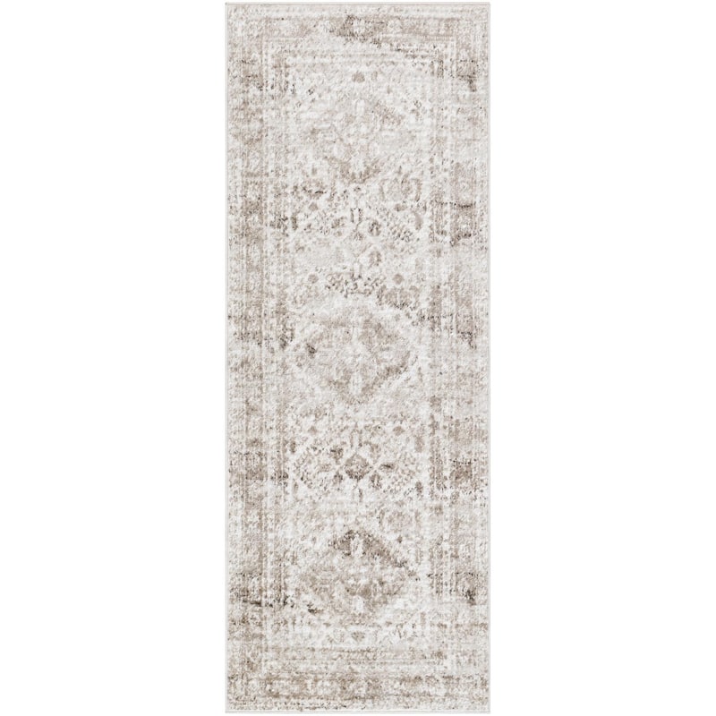 Livabliss Monte Carlo Updated Traditional Medallion Area Rug - Brown/Grey - Runner - 2' 7" x 7' 3"