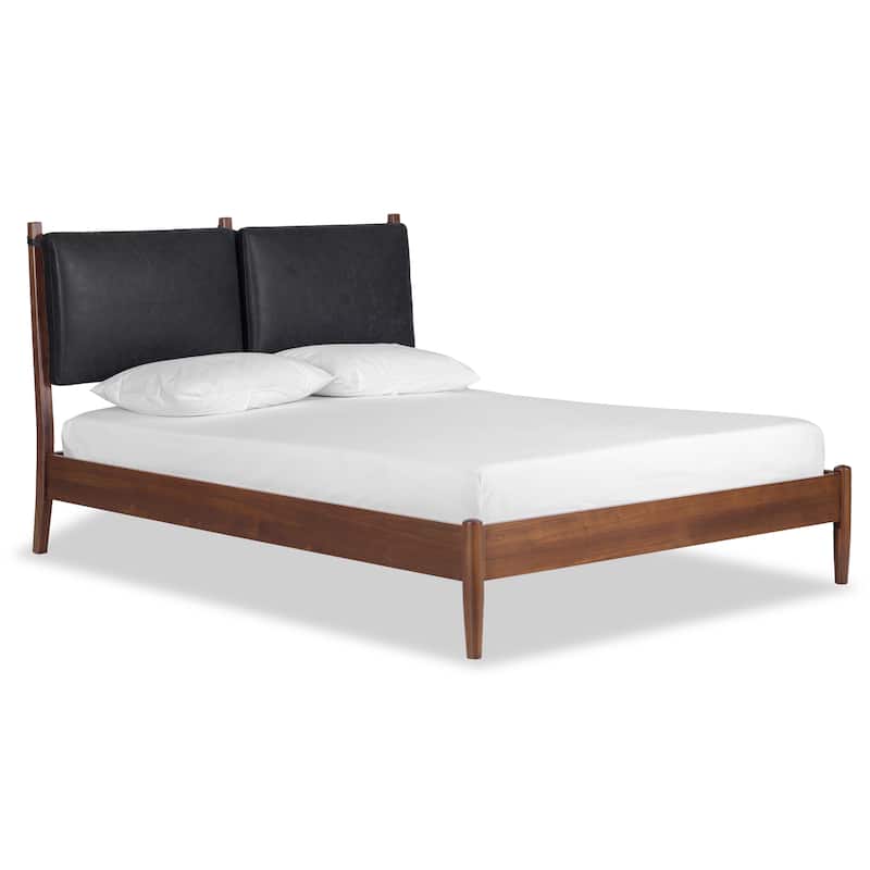 Poly & Bark Truro Bed Frame with Leather Cushions - Onyx Black - Queen