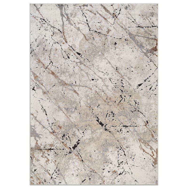 Marble Flow Area Rug - Rug for Living Room, Bedroom - Easy to Clean, Durable Polypropylene/Polyester with Jute Backing