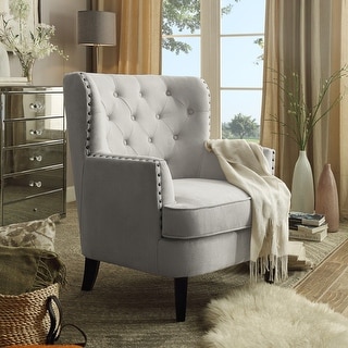 Moser Bay Mignon Velvet / Linen 30'' Wide Tufted Wingback Accent Chair
