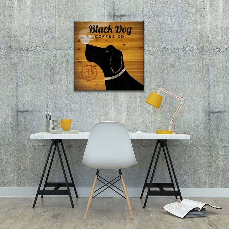 Black Dog Coffee Co. Print On Wood by Ryan Fowler - Multi-Color