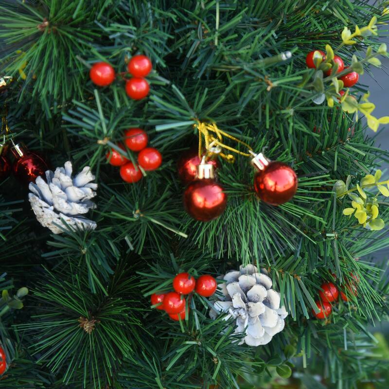 2.5FT Outdoor Pre-Lit Artificial Pine Cordless with 24 Warm White Lights & Stakes(2PCS Sets)