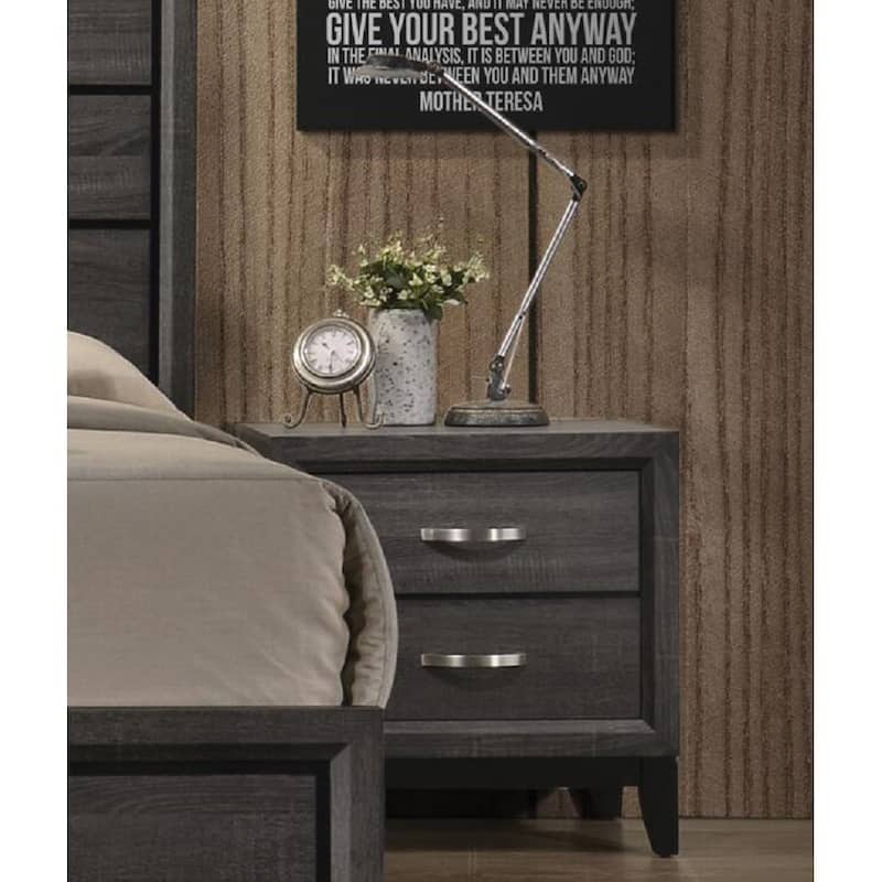 Wooden Nightstand with 2 Drawers Storage in Weathered Gray