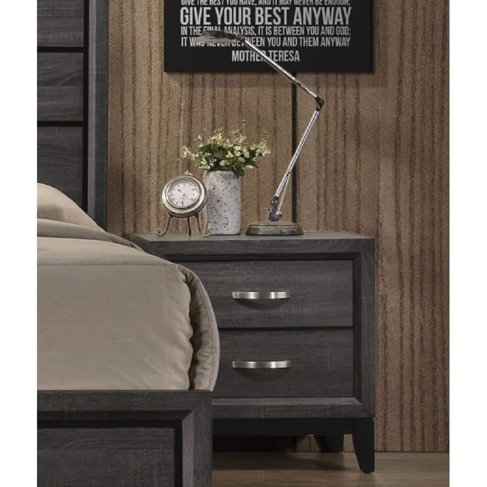 Wooden Nightstand with 2 Drawers Storage in Weathered Gray