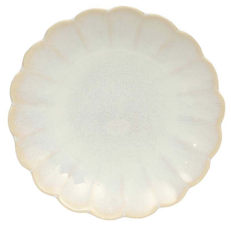 Gibson Elite Malibu Shore 16 Piece Scallop Stoneware Reactive Glaze (Service for 4) Ceramic Plates and Bowls Dinnerware Set