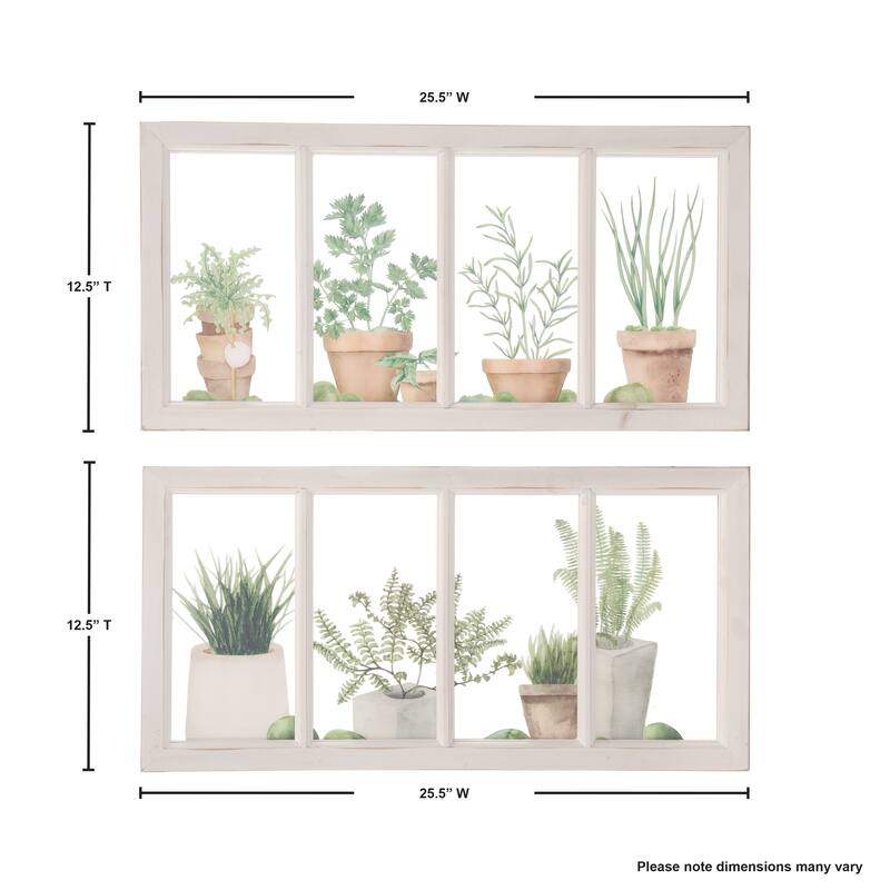 12.5 x 25.5" Acrylic Plants In Window Frame Set of 2