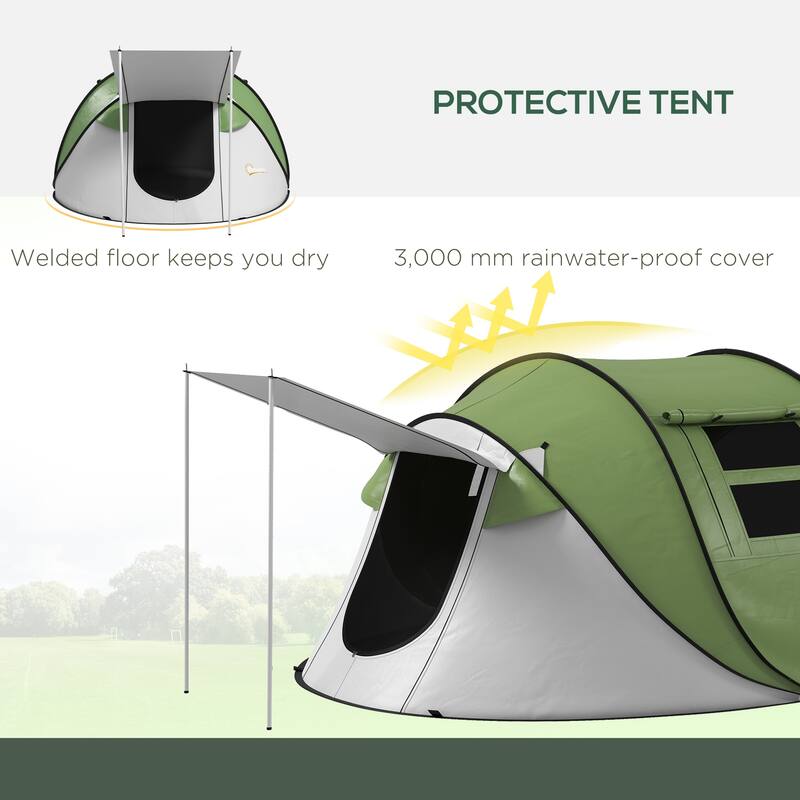 Outdoor Pop Up Tent, Instant Camping Tent with Porch and Carry Bag