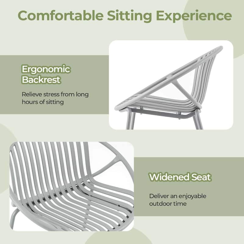 3 PCS Bistro Set All Weather PP Patio Conversation Set W/ Metal Frame
