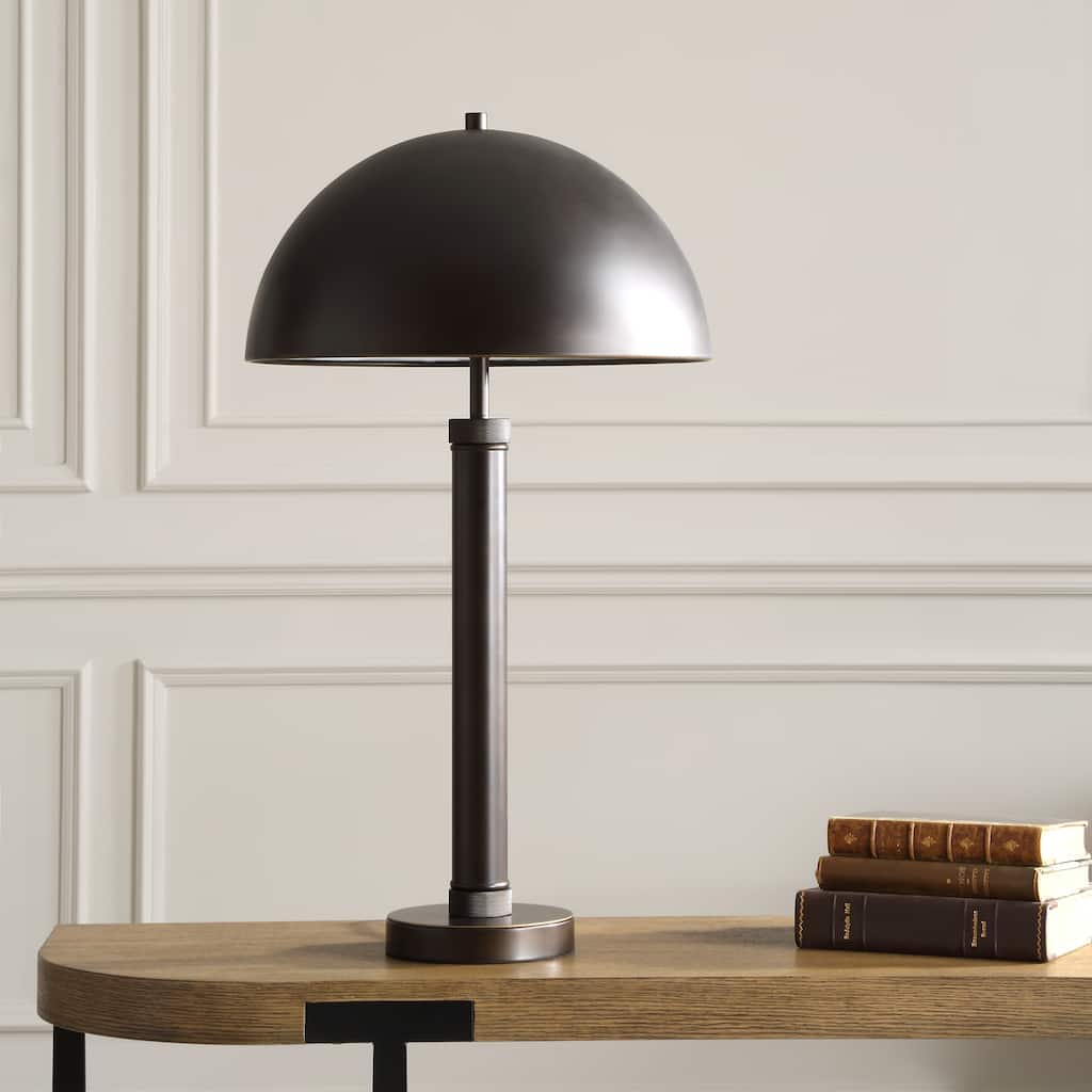 Carbon Loft Oil Rubbed Bronze Metal Table Lamp with Knurling and Dome Shade - 15 x in x 15 x in 26.5