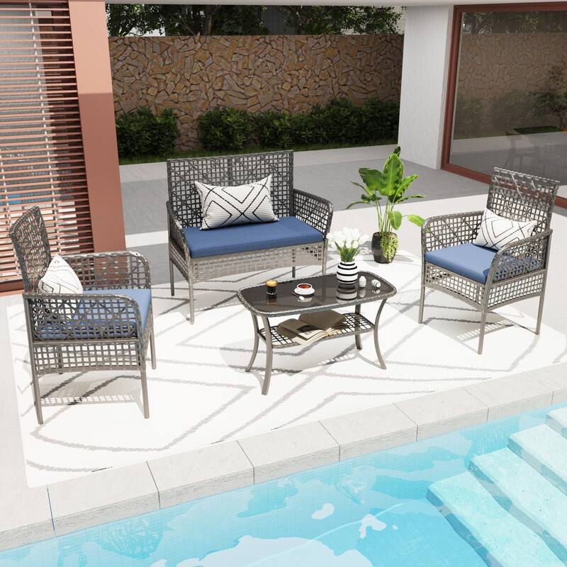 4 Pieces Outdoor Patio Furniture Set