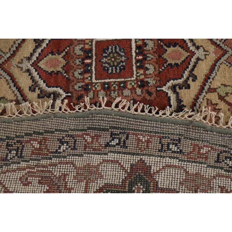 Heriz Serapi Indian Round Rug Hand-Knotted Wool Carpet - 7'10"x 7'10"