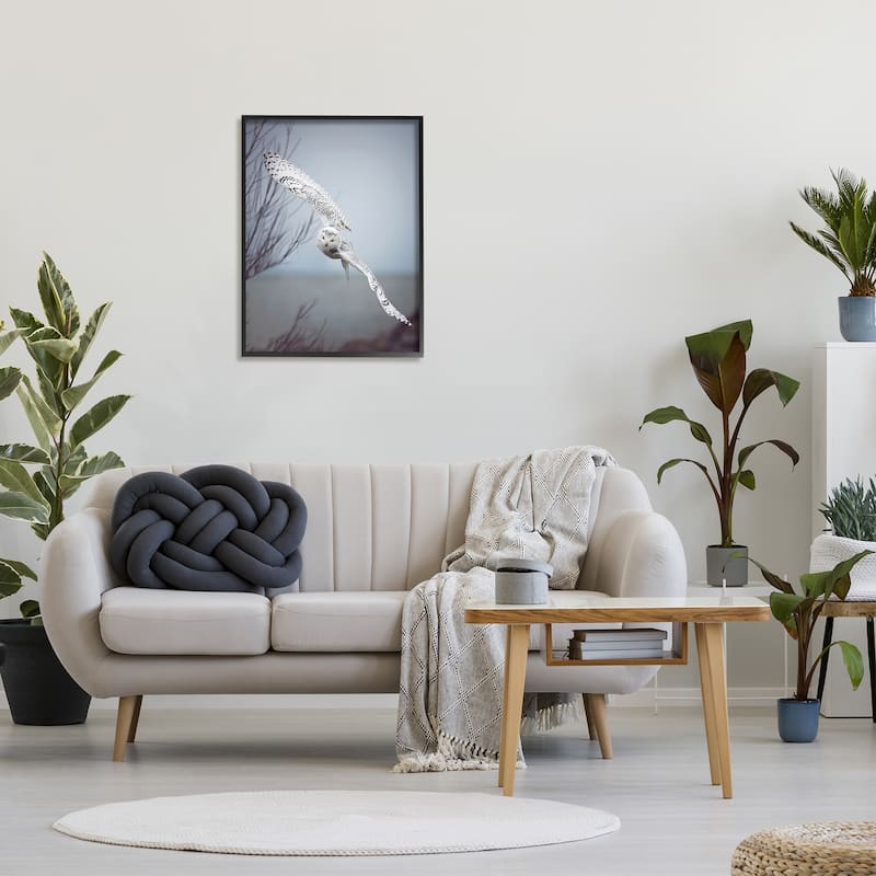 Stupell Majestic Snowy Owl Flying Wingspan Wildlife Photography Framed Wall Art, Design by Carrie Ann Grippo-Pike