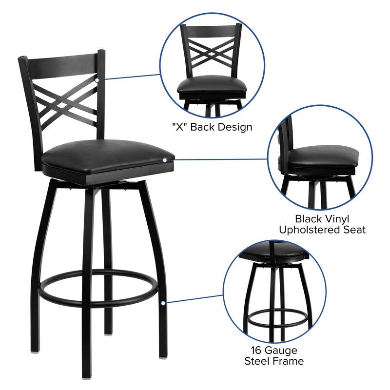 X'' Back Swivel Metal Barstool - 16.5"W x 20.5"D x 44.5"H