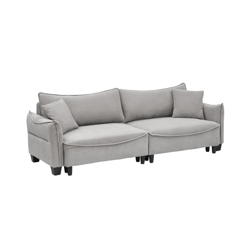 154.32" Corduroy Three-Seater Upholstered Sofa Bed