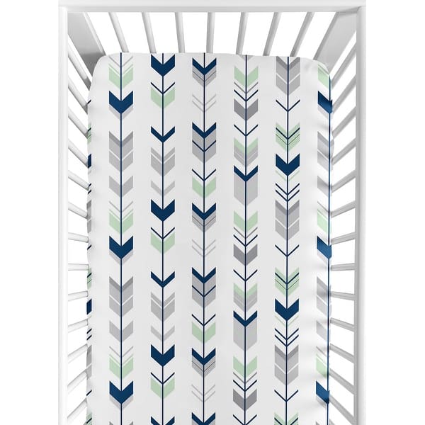 slide 2 of 6, Sweet Jojo Designs Grey and Mint Mod Arrow Collection Fitted Crib Sheet