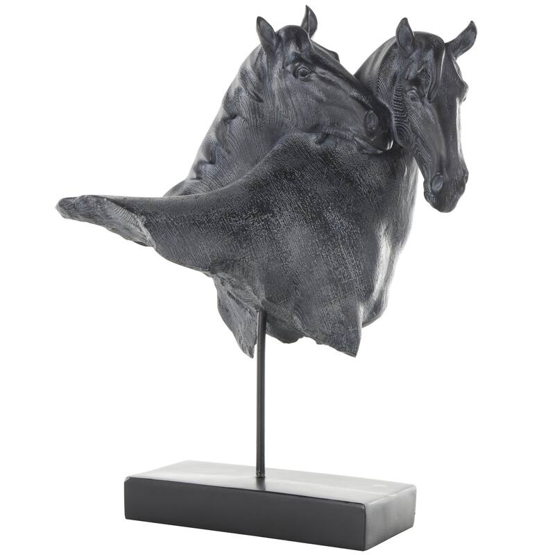 Resin Horse Bust Inspired Decorative Sculpture with Black Stand - Black - Roche River Decor
