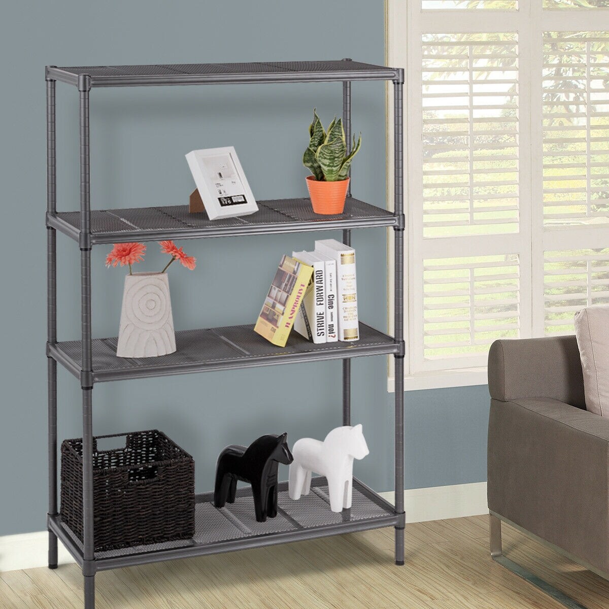 Shop Black Friday Deals On Storage Rack 4layer Heavy Duty Steel Mesh Shelf 59 Height Adjustable Steel Tube Overstock 24076117