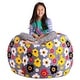 preview thumbnail 1 of 100, Kids' Stuffed Animal Storage Bean Bag Chair Cover or Toy Organizer 48 Inches Extra Large - Canvas Multi-colored Flowers on Gray