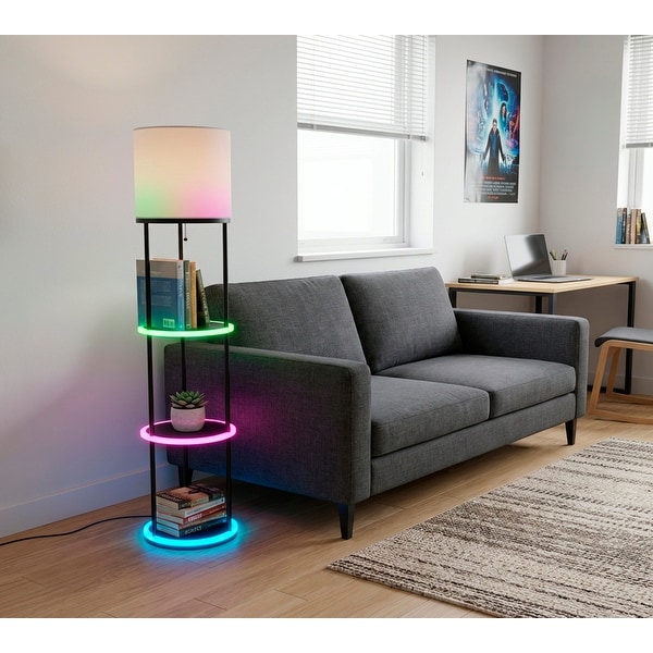 Simplee Adesso Keely RGB Color Changing Shelf Lamp - Black - Bed