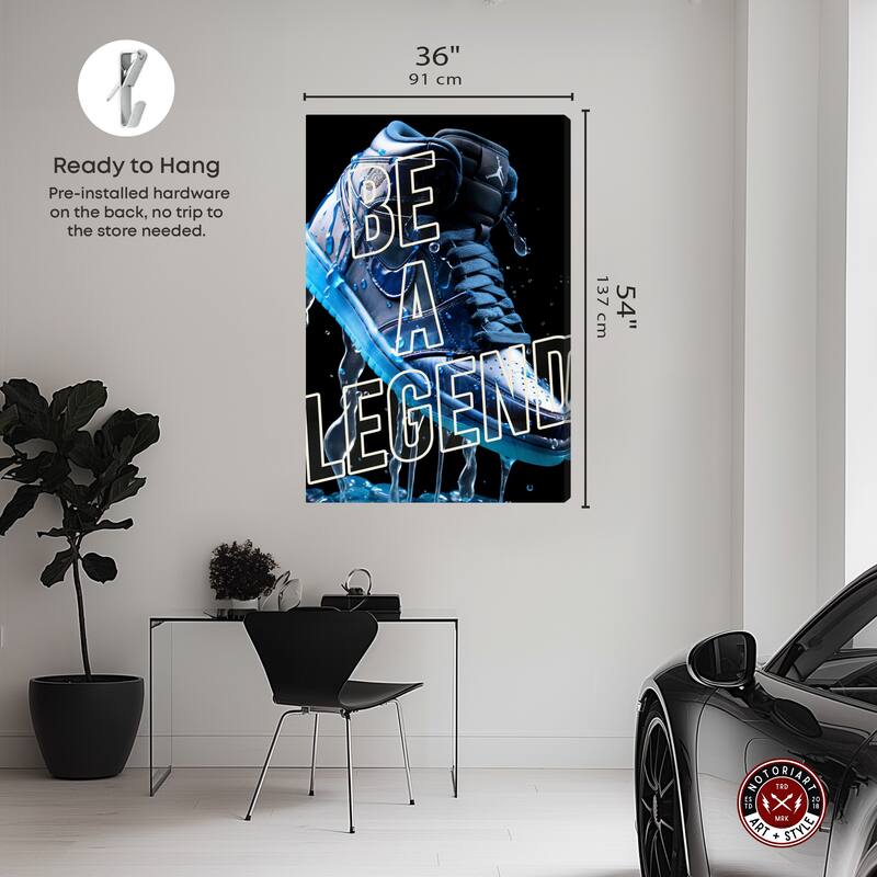 Notoriart Be A Legend Sneaker Drip Gallery Wrapped Sneaker 1 Piece Canvas Wall Art