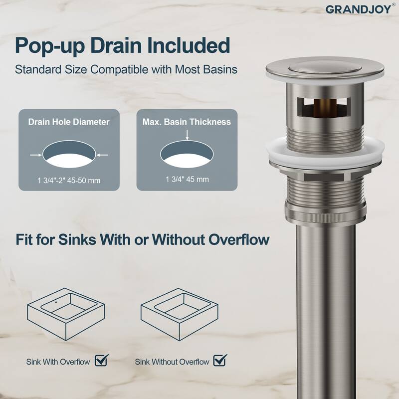 GRANDJOY 2-Handle Wall Mounted Bathroom Faucet