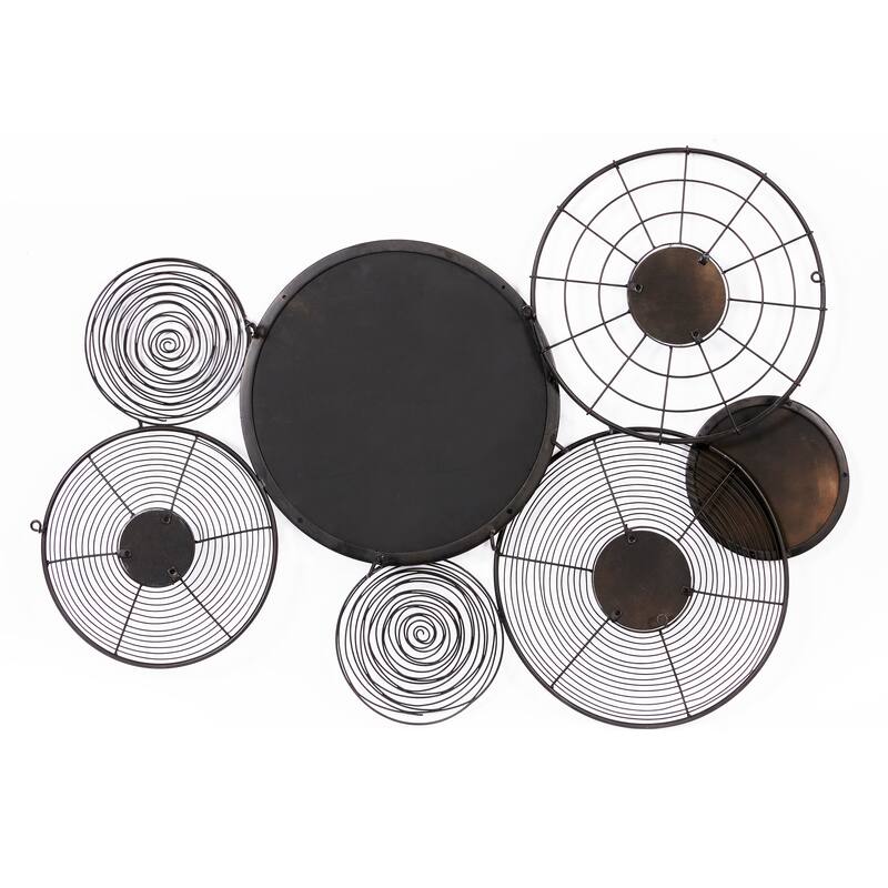 Black Metal Handmade Plate Home Wall Decor with Intricate Pattern