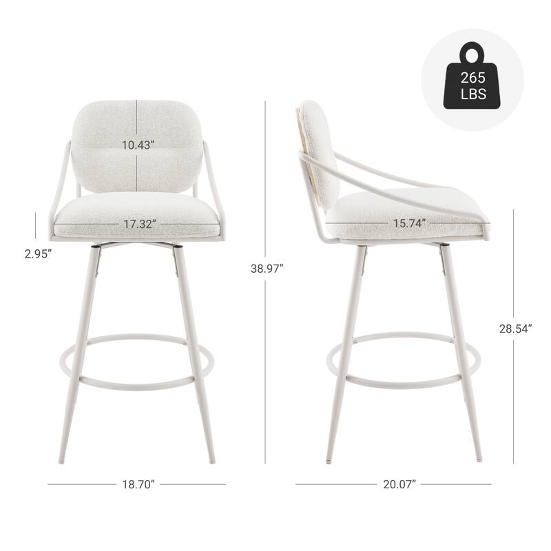 Art Leon Mid-century Modern Fabric Swivel Barstool